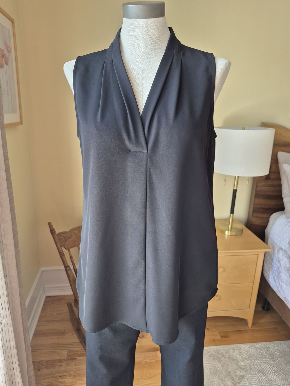 Calvin Klein Black Draped V-Neck Sleeveless Camisole